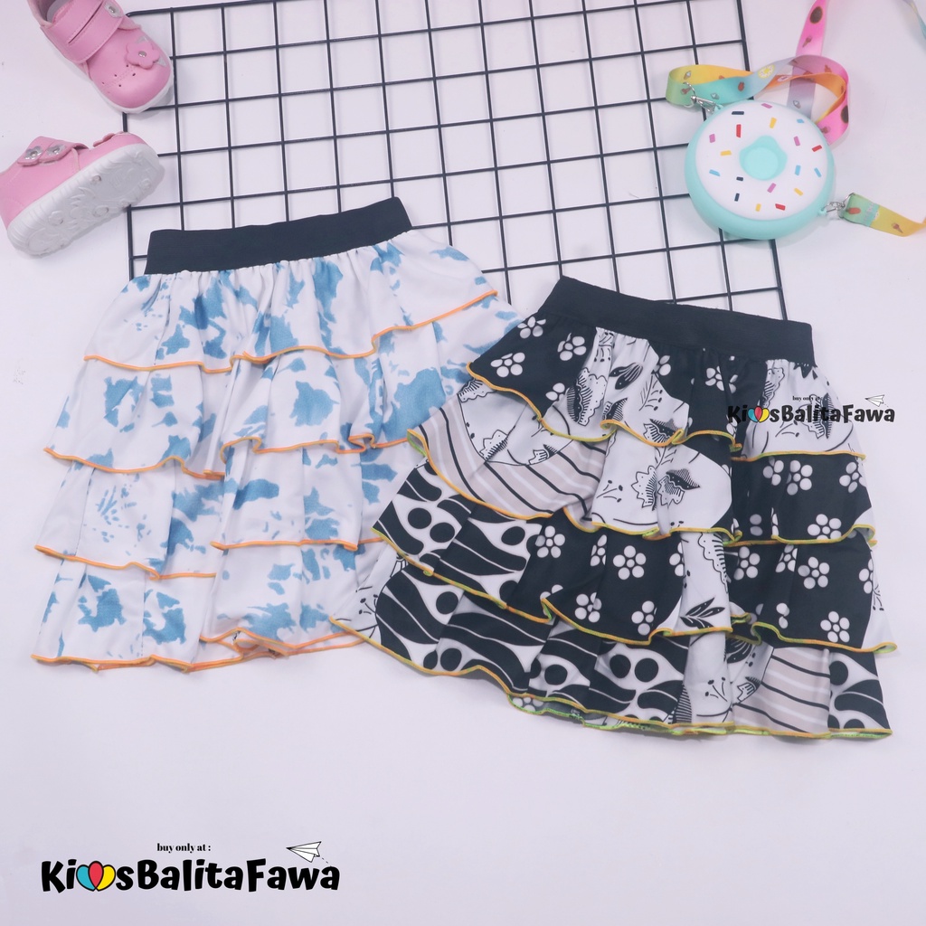 Rok Tumpuk Motif uk 5-7 Tahun / Model Anak Perempuan Cewek Bunga Salur Polos Pendek Shabby Chic