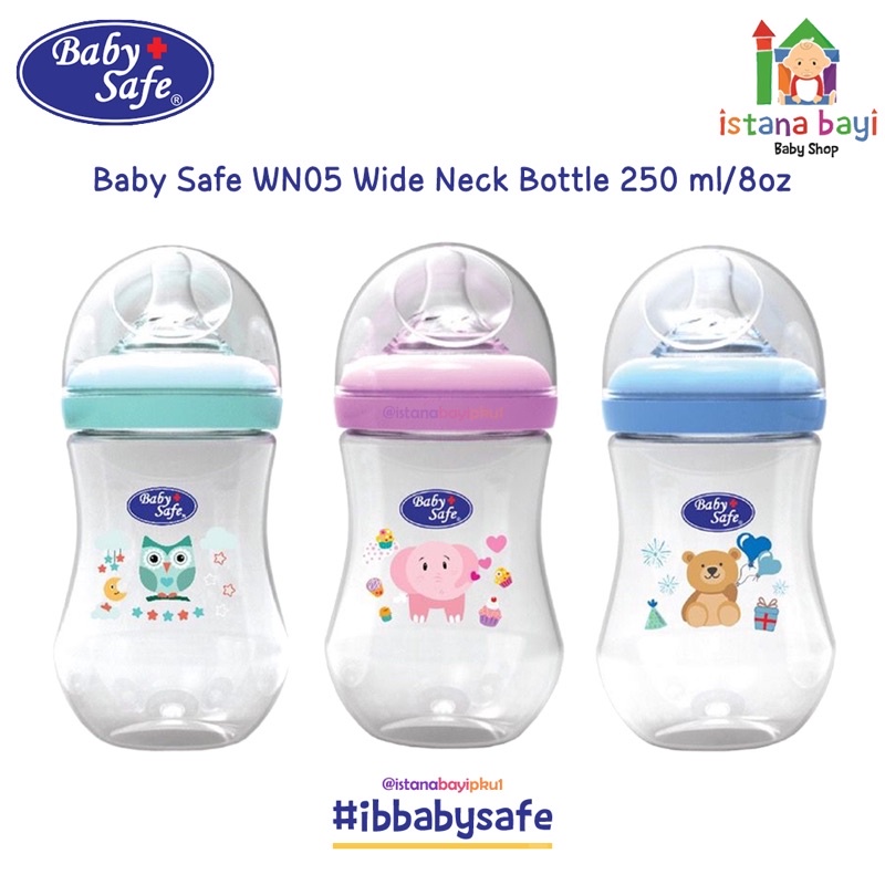 Baby Safe Wide Neck Bottle 125 / 250 ml WN001/WN002/WNS01/WNS02 /WN04 /WN05 - Botol susu bayi