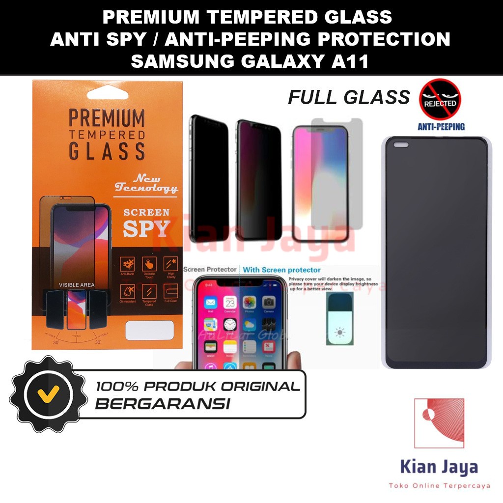 Tempered Glass Samsung Galaxy A11 Anti Spy Privacy Peep Screen Protector Full Glass Antispy Anti Gores Kaca