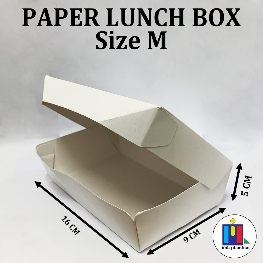 Paper Lunch Box Size M Putih-Kotak Makanan Kertas Ukuran M - isi 50pcs