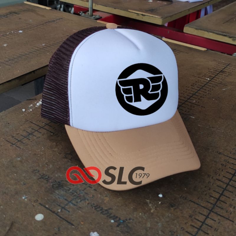 TOPI JARING TRUCKER HAT CAP PREMIUM ROYAL ENFIELD CUSTOM NAMA LOGO SENDIRI