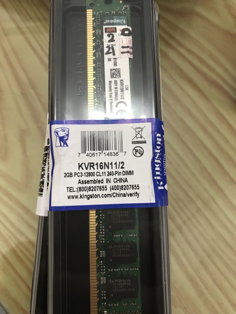 RAM DDR3 2GB PC12800 / 10600 KINGSTON MEMORI CPU KOMPUTER GARANSI LITETIME