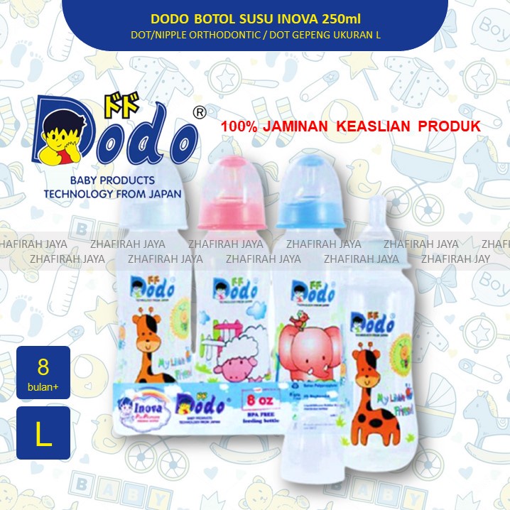 ❤ZJ❤ Botol Susu Dodo Dot Orthodontic 250ml - Botol Susu Dodo Dot GEPENG 250ml - Botol Susu Dodo 250ml Dot Gepeng Orthodontic L