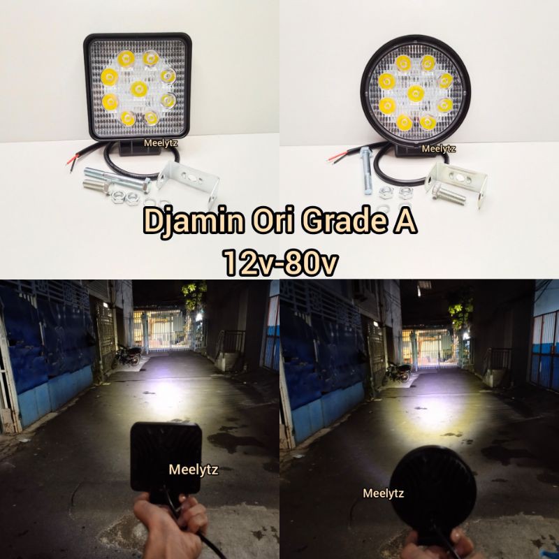 Lampu tembak sorot Worklight Grade A 12volt sampai 80volt 9 mata waterproof