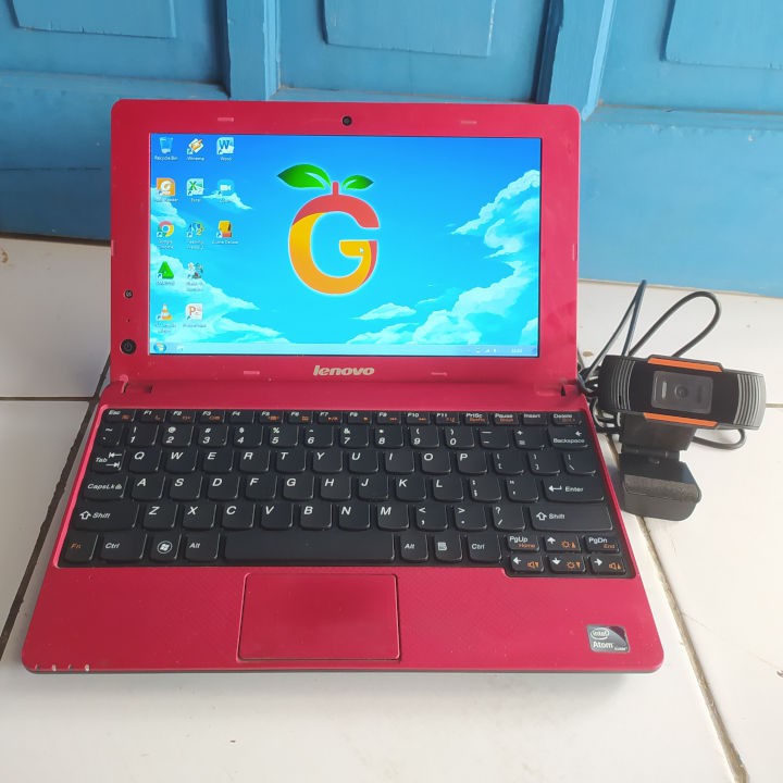 Lenovo S110 Warna Merah Intel Atom N2800 RAM 2GB HDD 320GB Netbook Notebook Second Bekas Murah