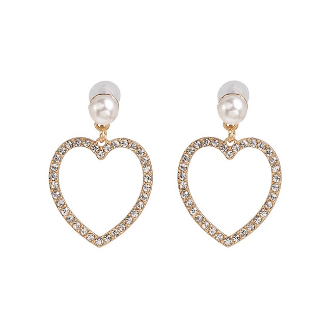 LRC Anting Tusuk Fashion White Love Diamond Earrings F63759