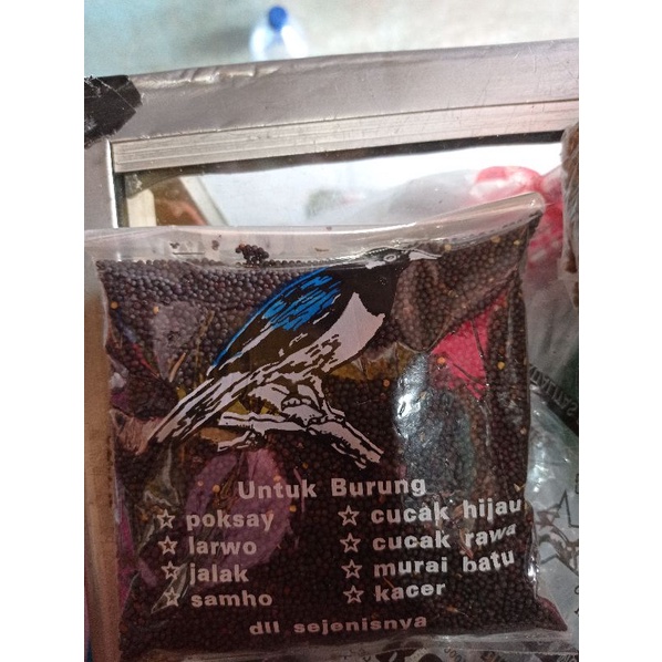 Biji sawi pakan burung