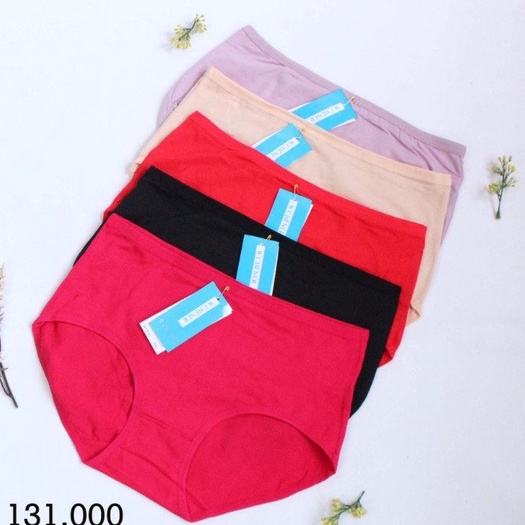 CD Celana Dalam High Waist Import Wanita Bahan Katun Adem Polos Big Size XL To XXXL