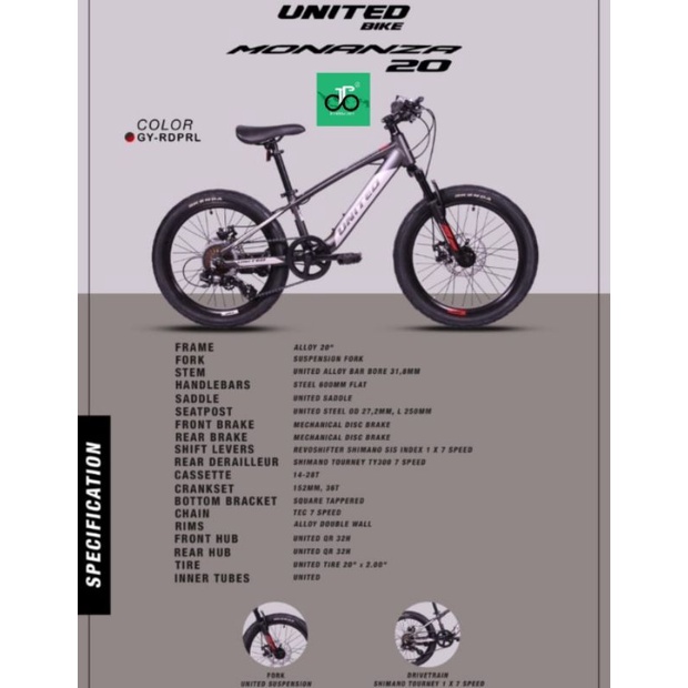 Sepeda MTB 20" United Monanza 20 TERBARU