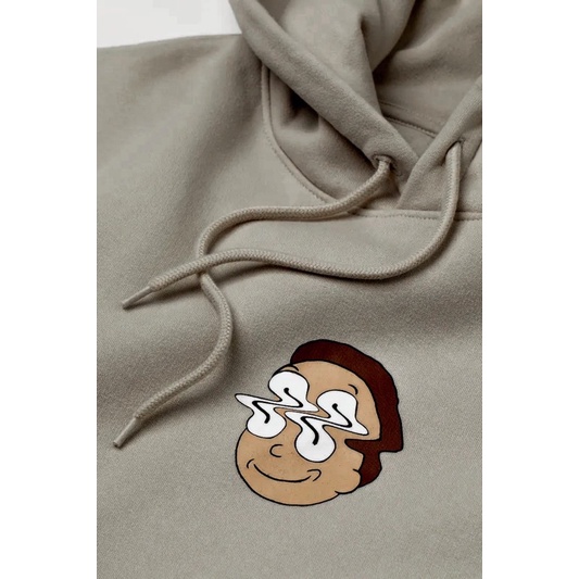 Hoodie Jaket Pria Wanita Rick N Morty Putih Beige Full Tag