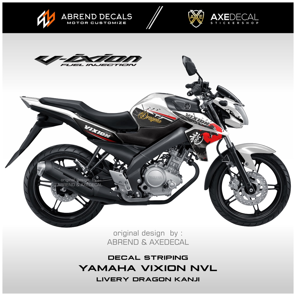 DECAL STRIPING YAMAHA VIXION NVL KANJI NAGA / STIKER MOTOR VIXION DESIGN CUSTOM