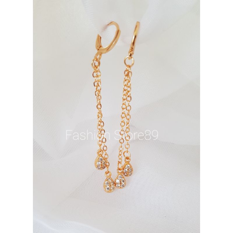 Anting Jurai Panjang Permata impor xuping perhiasan replica emas xuping fashion