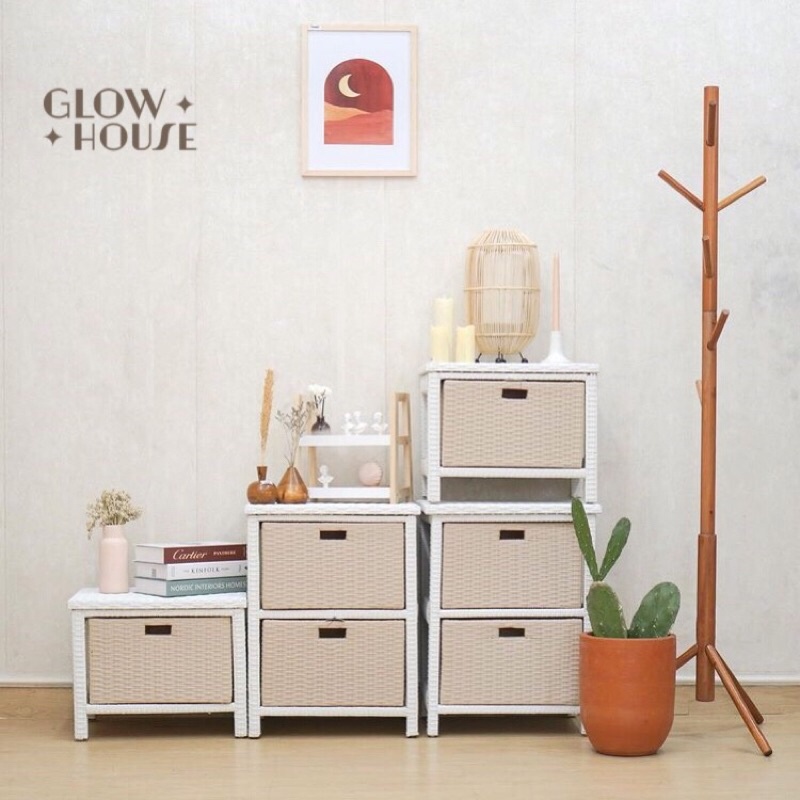 LACI ROTAN 2 TINGKAT - LEMARI ROTAN/LEMARIN KEKINIAN/LACI AESTHETIC