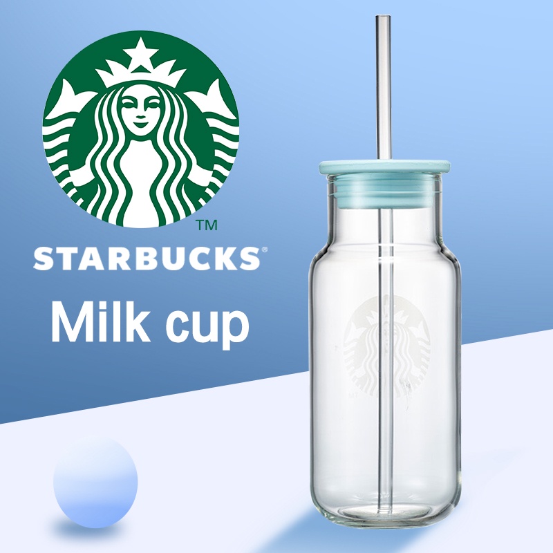 Starbucks Cangkir Kaca Botol Minum Kaca Transparan Reusable With straw 473ml