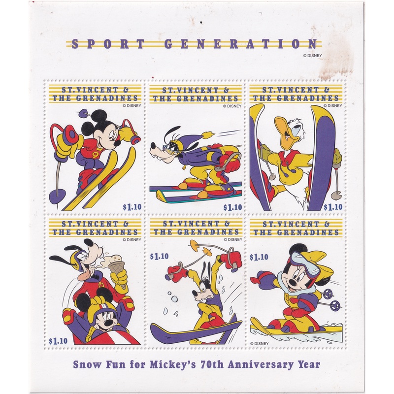 

Prangko St. Vincent And The Grenadines 1999 - The 70th Anniversary of the Birth of Mickey Mouse