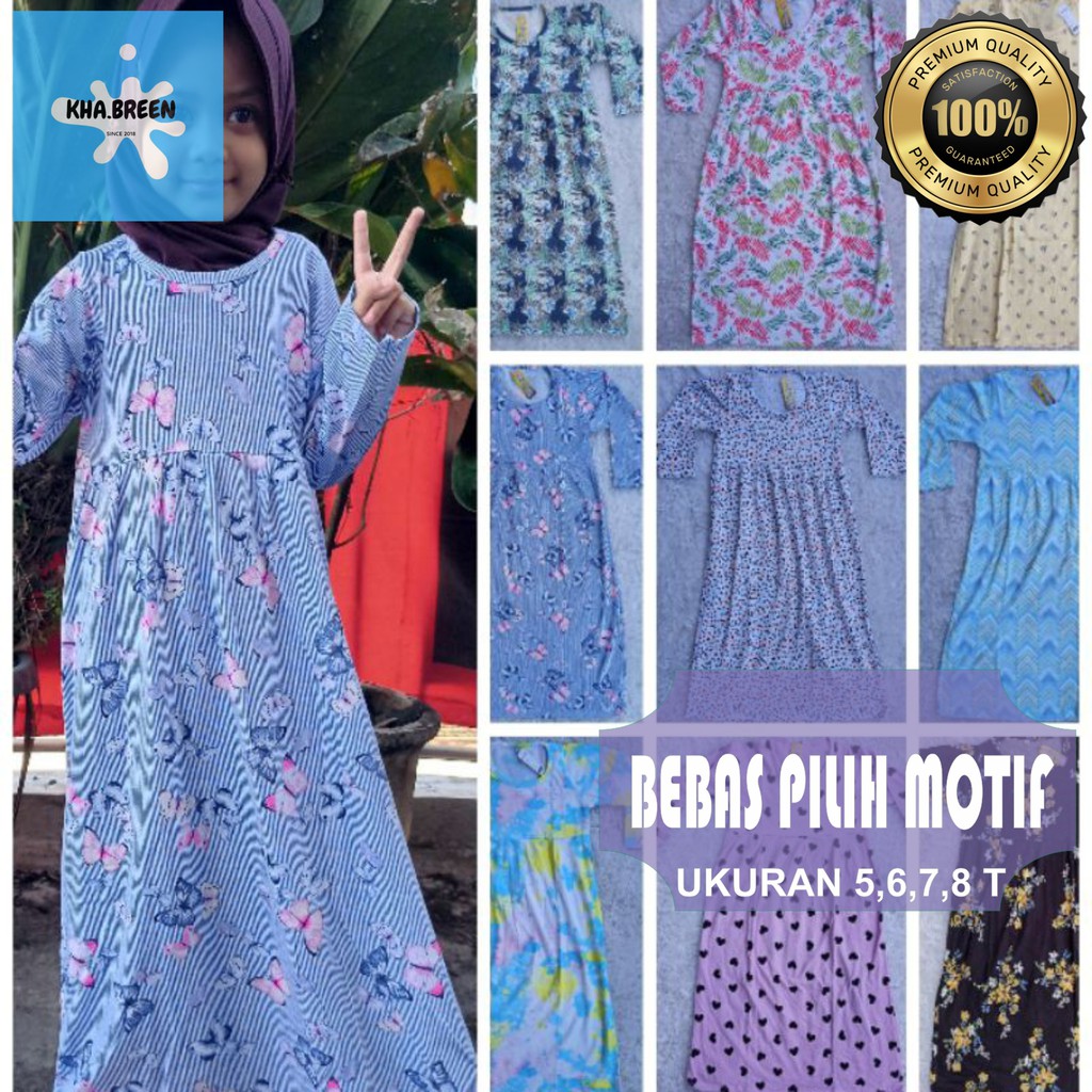 Gamis Anak Callysta Spandex Premium Junior Umur 5 6 7 8 Tahun Bahan Lembut Nyaman