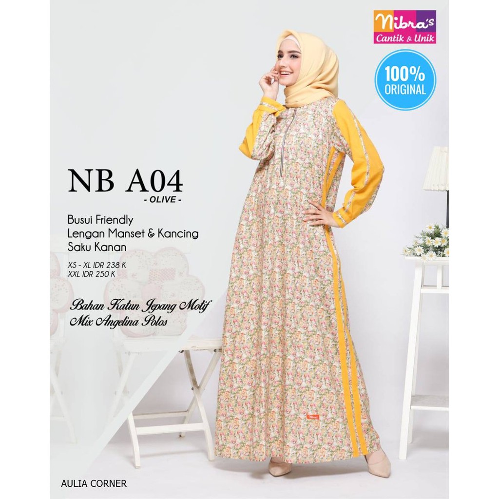 Gamis Wanita Jeans Gamis Terbaru Nibras NB A04 Olive ORIGINAL Lagi Trends