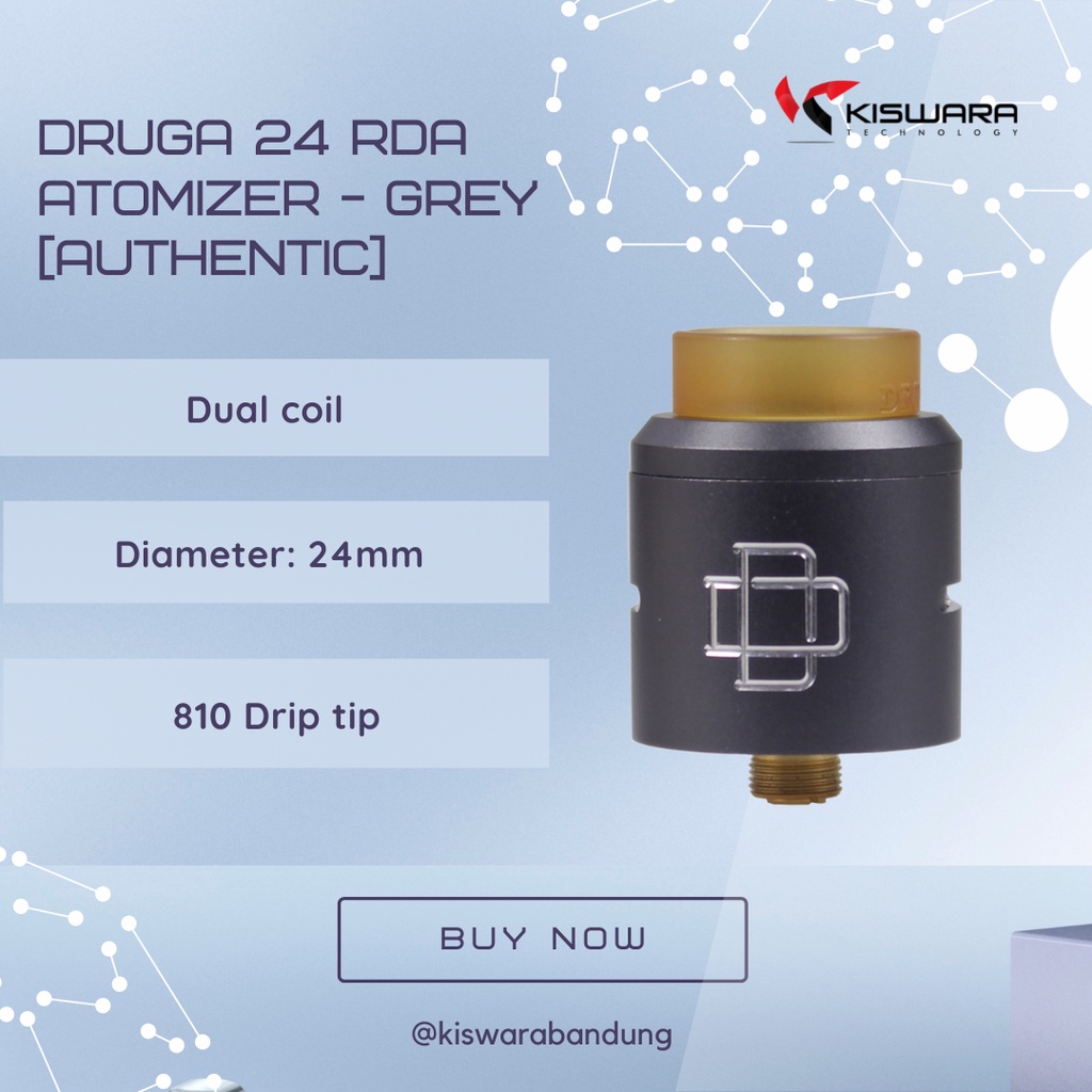 DRUGA 24 RDA Atomizer - GREY [Authentic] KiswaraBandung