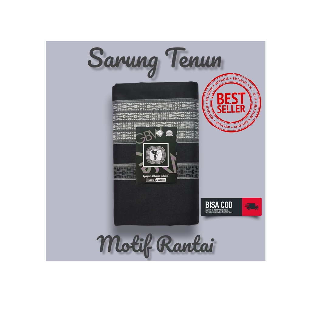 SARUNG TENUN HITAM POLOS MOTIF DOBBY SABUK