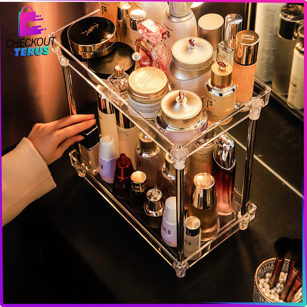 CT K15 Rak Kosmetik Acrylic 2 dan 3 Tingkat Serbaguna Make up organizer Kotak Makeup Rak Penyimpanan Multifungsi