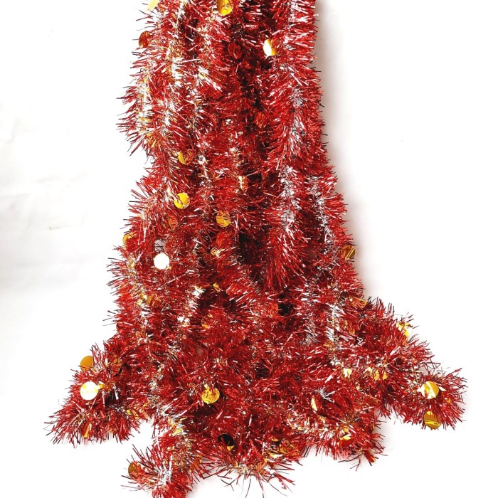 GROSIR Slinger Natal 2m Tebal Slinger Bintang Merah Gold Emas Silver Dekorasi Tinsel Parcel Natal Imlek Sale GROSIR
