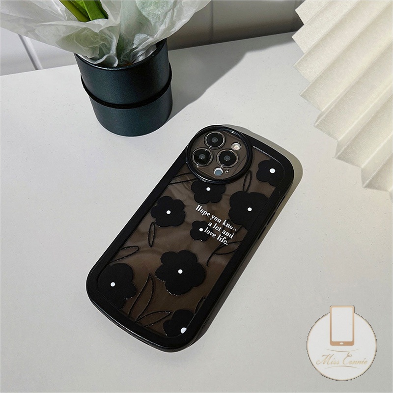 Casing Soft Case TPU Motif Bunga Hitam Untuk Redmi 9 / 10 / 9A / 9T / 10C / 10A / 9C / Note 11 / 10s / Note 10Pro / 11Pro / Note 8pro / 9s