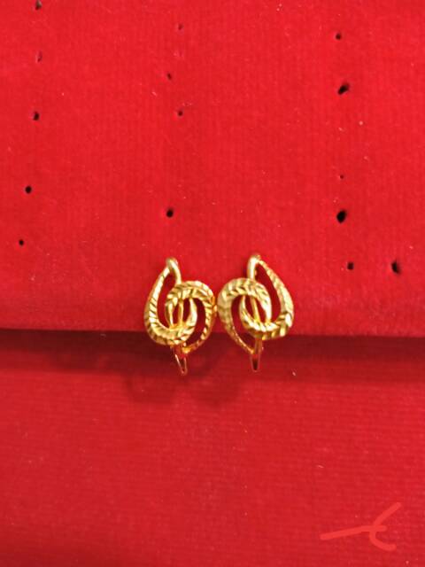 Anting jepit anak dan dewasa emas asli kadar 700 70% 22 1 satu g gr gram gold ubs permata batu