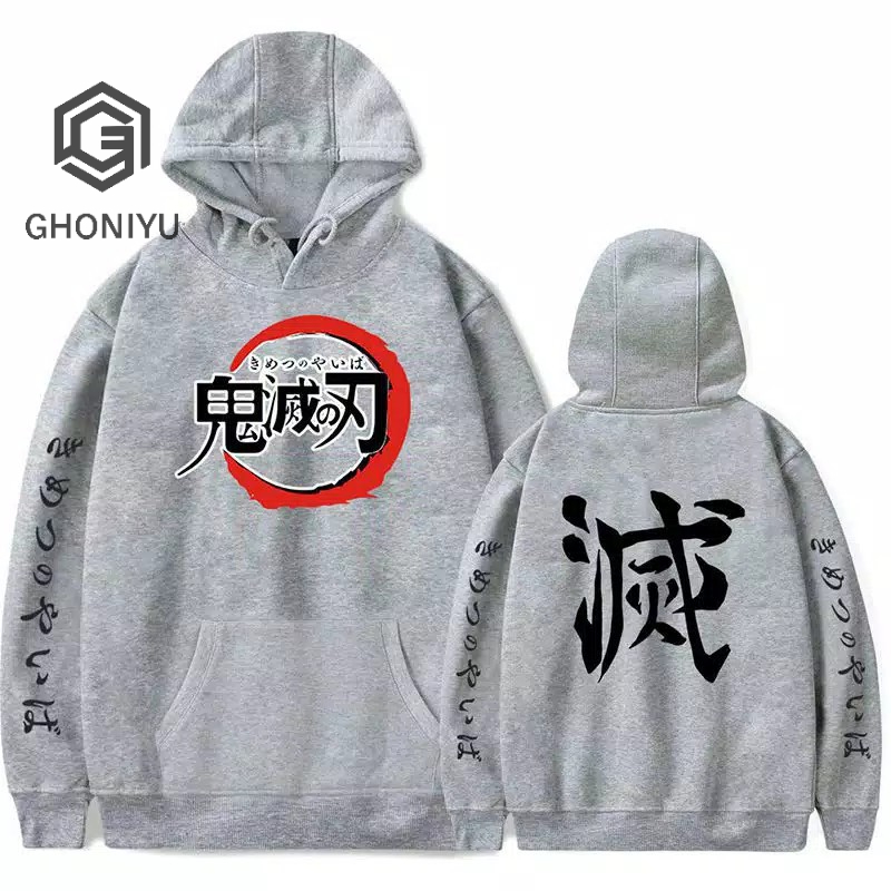 Jaket Jumbo Sweater Anime Kimetsu No Yaiba Demon Slayer Logo Hoodie Premium Jaket Pria Jaket Wanita