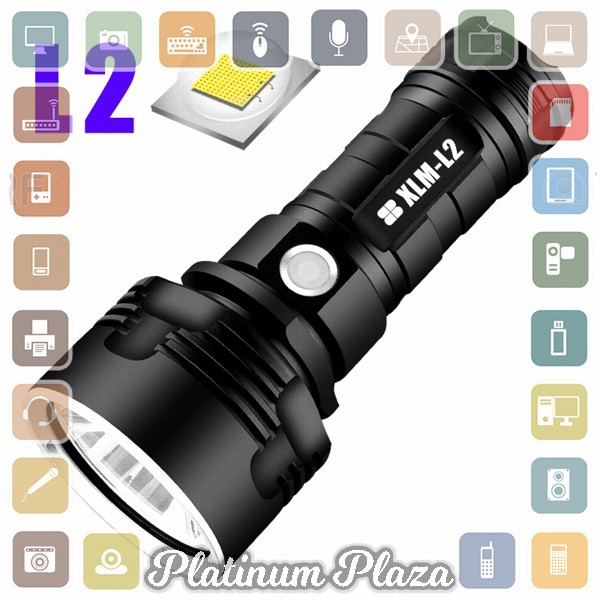 TaffLED Senter LED USB Rechargeable L2 XHP50 25W 1000 Lumens - XLML2 - Black`2S1MPP-