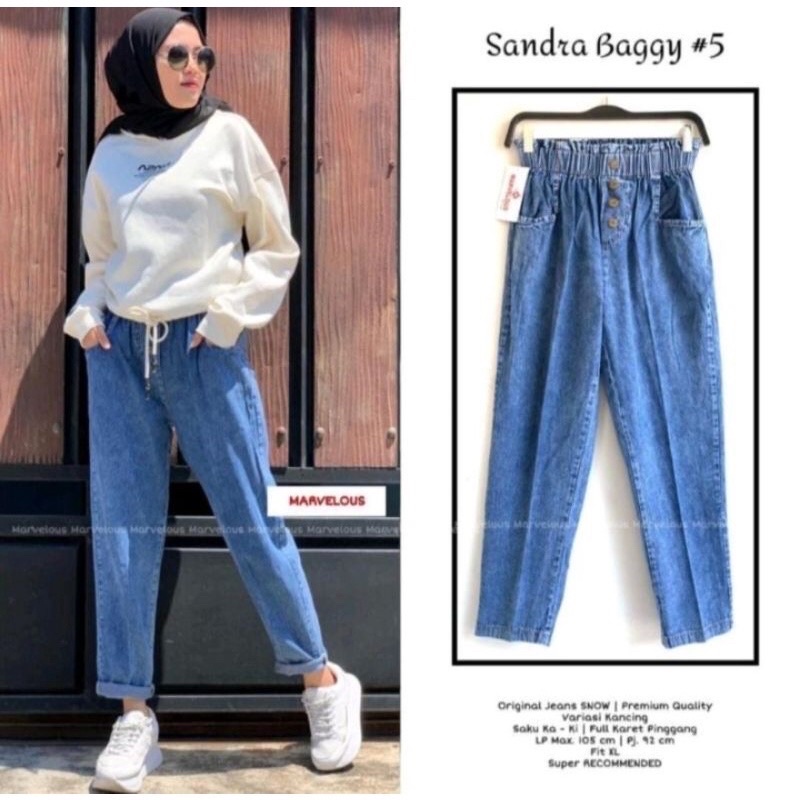 Celana Baggy Jeans Wanita Murah Bahan Adem Super Premium