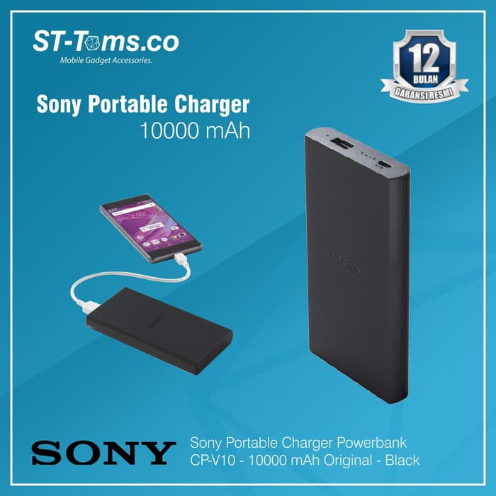 Sony Portable Charger / Powerbank CP-V10 - 10000 mAh Original - Biru