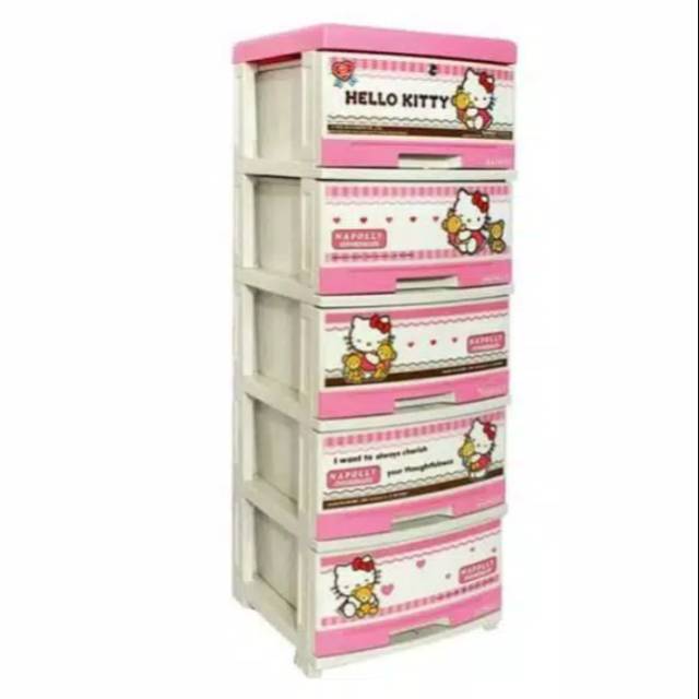 Lemari laci plastik murah susun 5 SFC2-5000 HKBF napolly hello kitty nacase