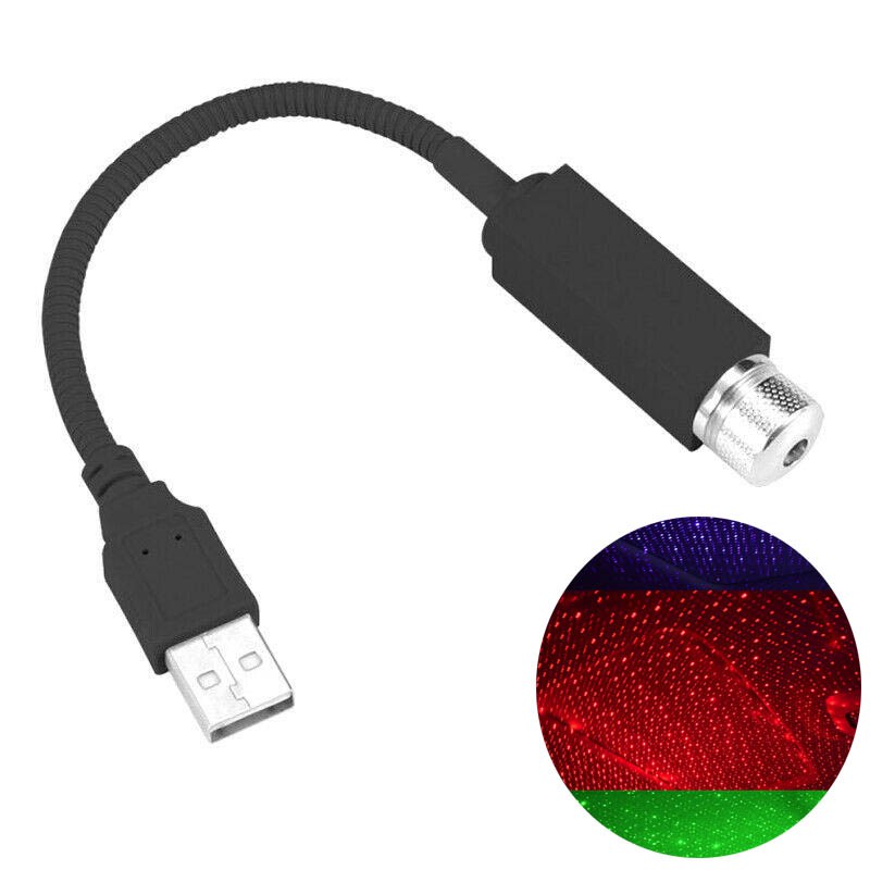 Lampu Proyektor laser LED Mini USB Universal Warna Biru Merah Untuk Dekorasi Interior Atap Mobil