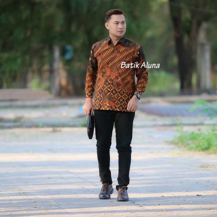 Batik pria lengan panjang Baju Kemeja Batik Pria Premium Lengan Panjang Jumbo Reguler PL 096