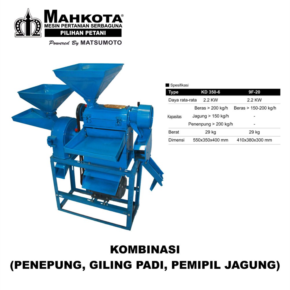 Mahkota KD 350-6 / Mesin Giling Padi Pemipil Jagung Giling Tepung Mahkota Mesin Pertanian Serbaguna 