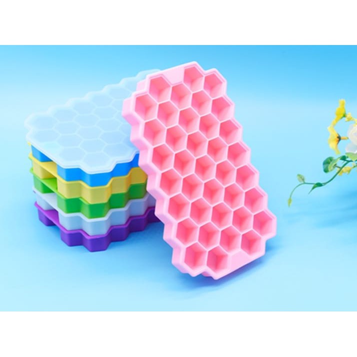 CETAKAN ES BATU SILIKON PENCETAK AGER KARET LA066RD HONEYCOMB ICE CUBE TRAY SILICONE TUTUP MURAH ORI