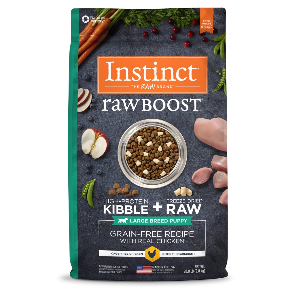 Instinct Dog Food Raw Boost Grain Free Chicken For Puppy Large 20Lb