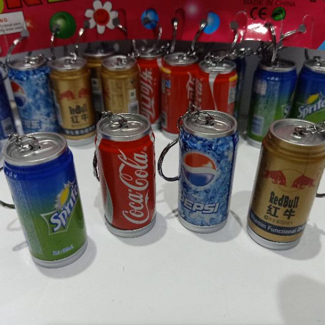 Gantungan kunci pulpen bentuk kaleng softdrink mini