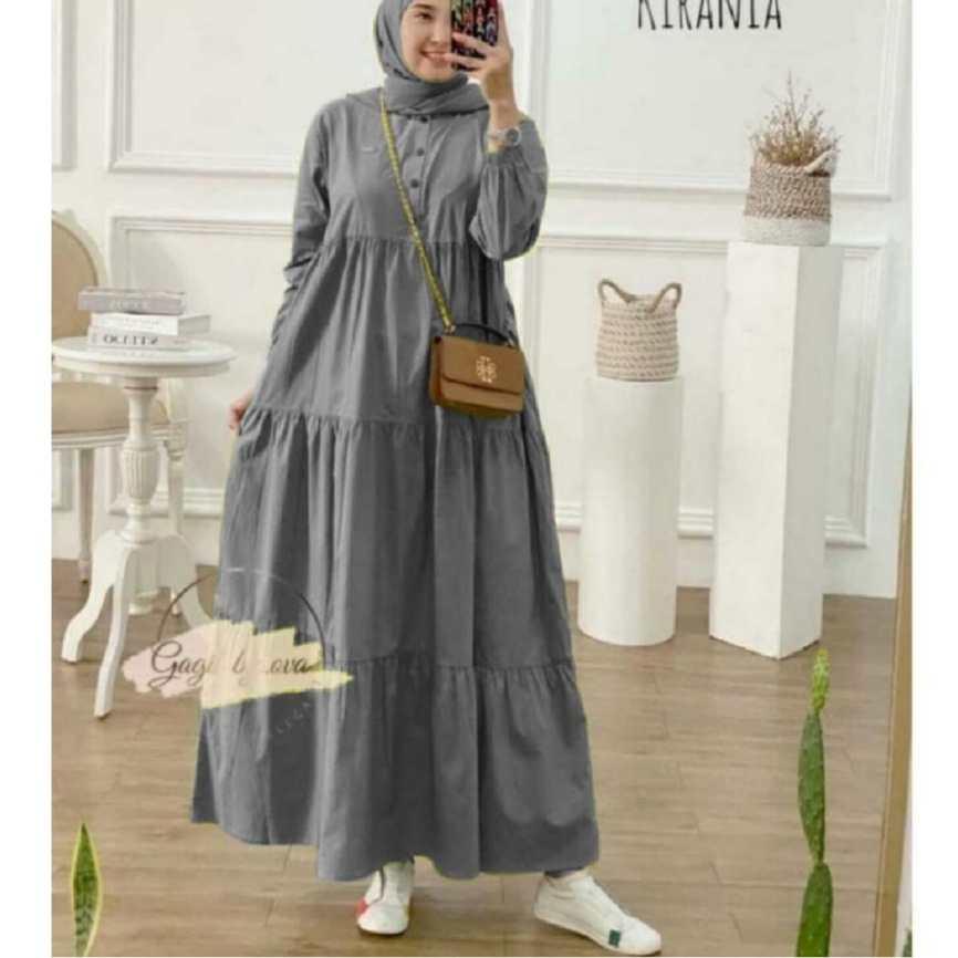 [COD] KIRANIA MIDI DRESS JUMBO SIZE M L XL XXL  LD 120 BAHAN KATUN RAYON 6 WARNA TERLARIS KEKINIAN FASHION MUSLIM