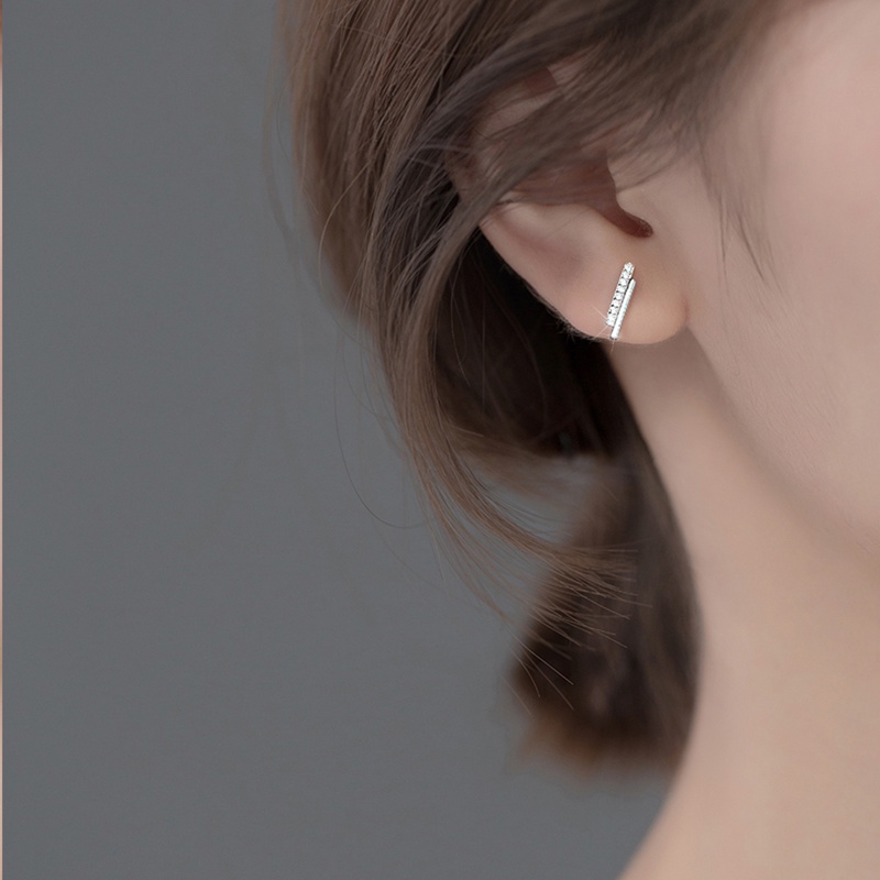 Anting Giwang Elegan Warna Silver / Gold Dengan Kristal + Zircon Untuk Wanita