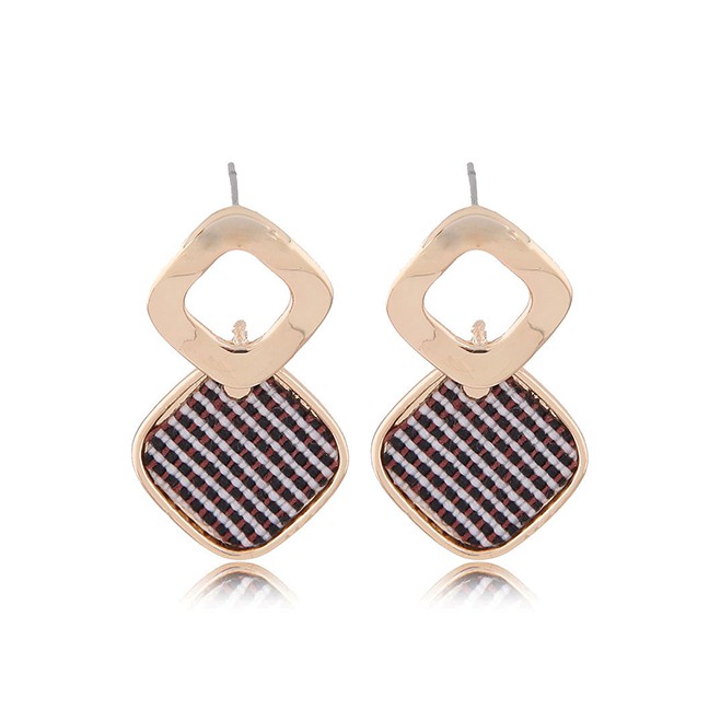 LRC Anting Tusuk Fashion Gold Geometric Square Earrings A57429