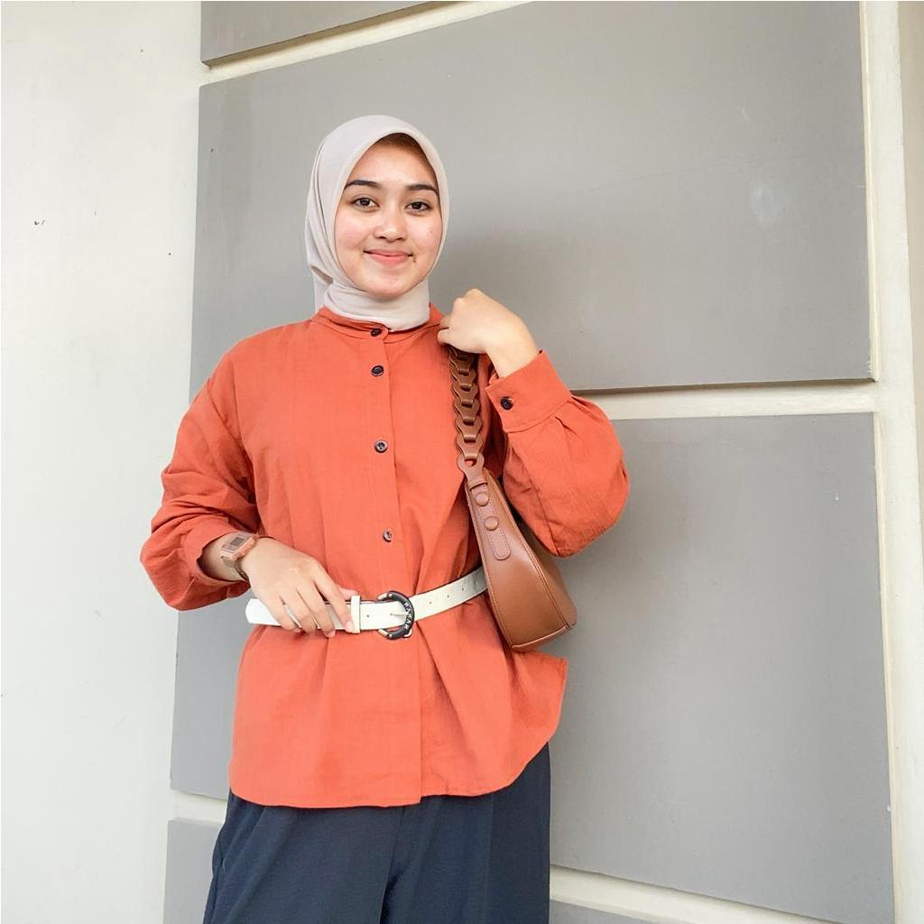 Kemeja Wanita Linen Crinkle Terbaru