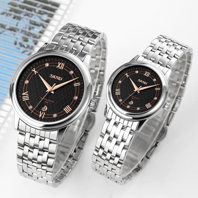 SKMEI 9272 Jam Tangan Pria Wanita Couple Analog Tali Stainless WATCHKITE WKOS