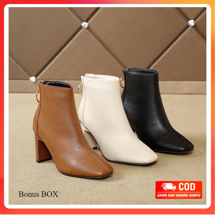 [ ORIGINAL IMPORT ] Sepatu Boots Heels Korea Wanita Import Premium Quality SI 164