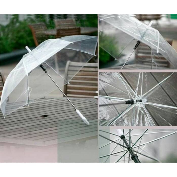 IKILOSHOP Payung Transparan Bening umbrella transparant Korea white umbrella