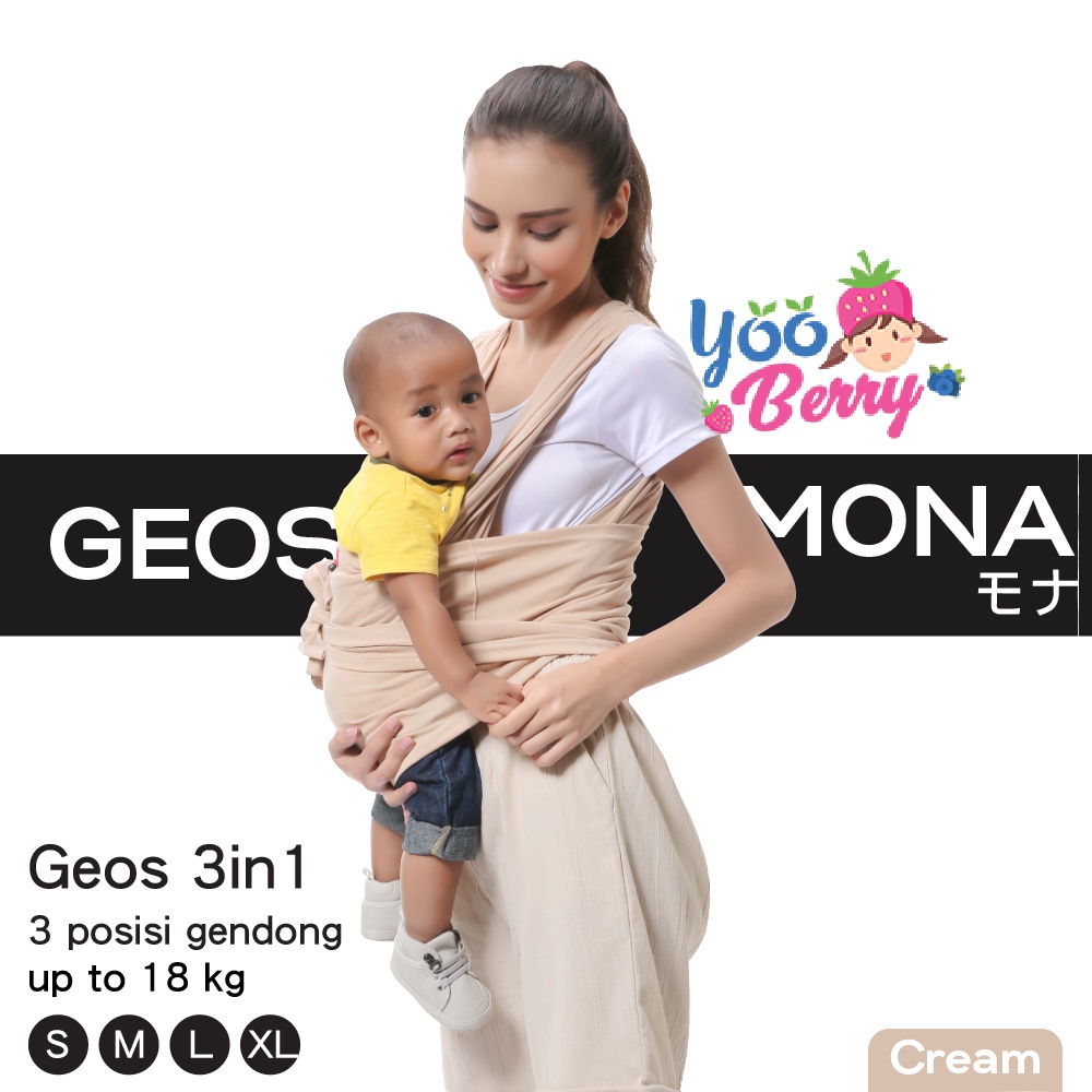 YooBerry Geos 3in1 Mona Gendongan Bayi Depan Samping ANT003 Berry Mart