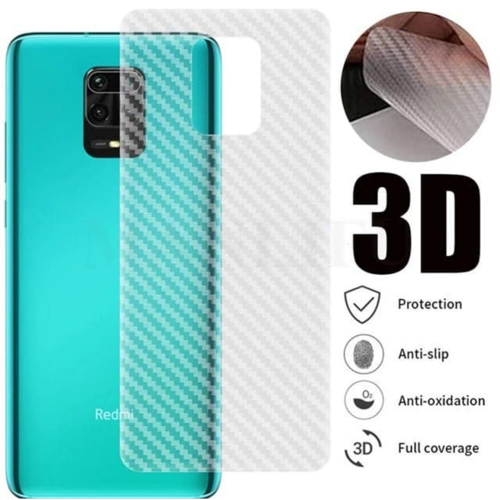 carbon fiber Xiaomi Redmi Note 7 8 9 10 11 PRO Mi 10t pro  back screen guard anti gores BELAKANG