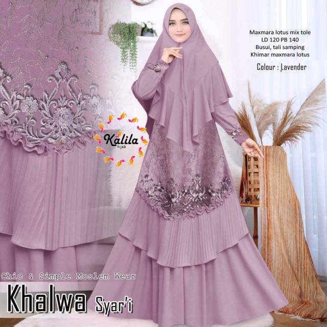 Khalwa syar'i I baju gamis syar'i set khimar bahan maxmara lotus mix lote I gamis busui