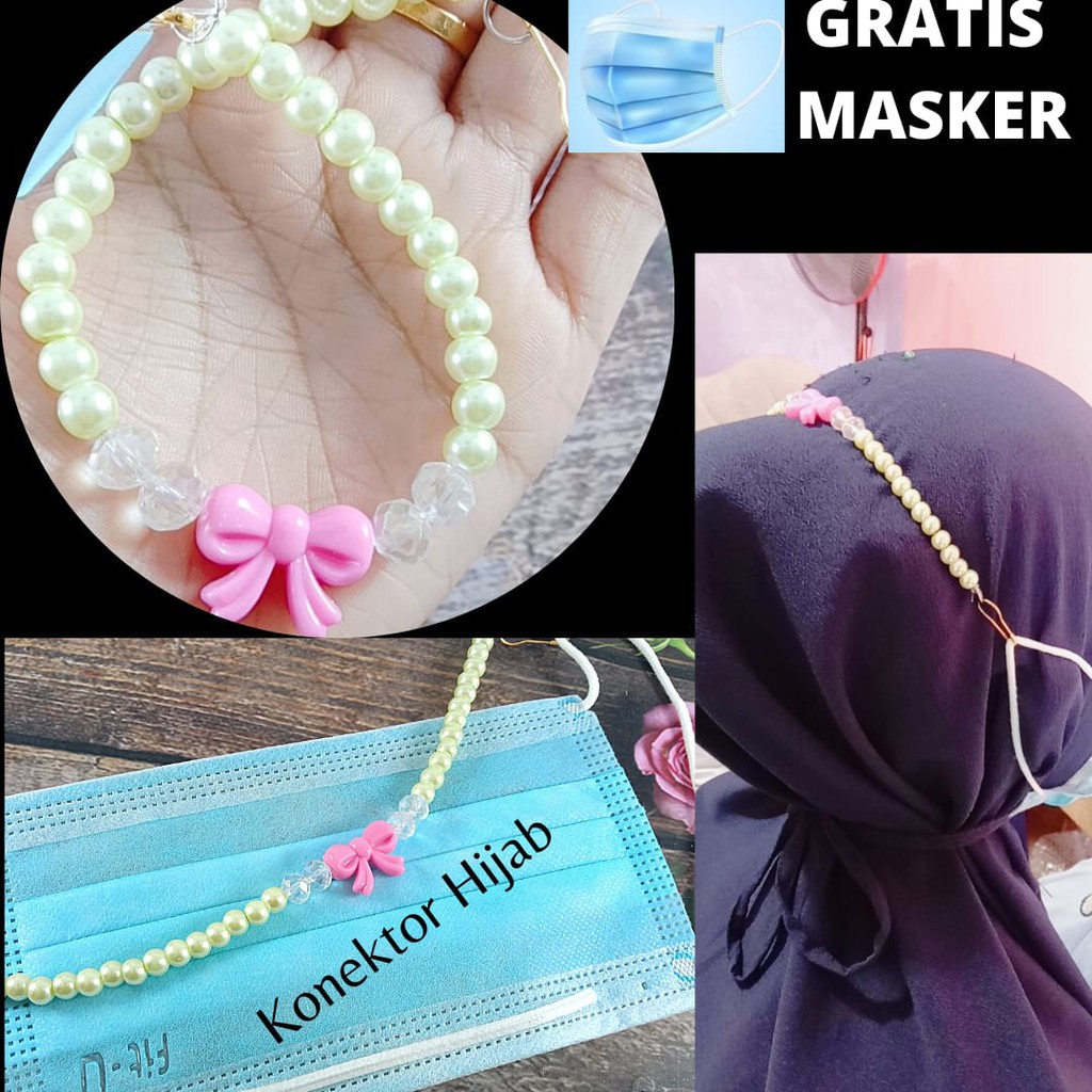 Konektor masker Pita mutiara sambungan masker strap masker mute pengait masker mutiara konektorHijab