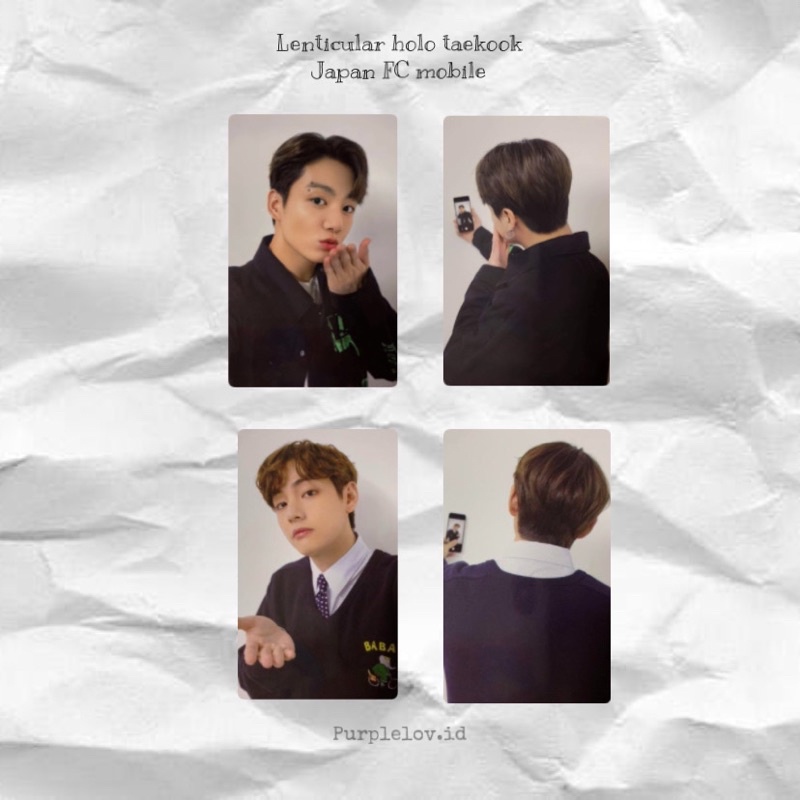 photocard pc lenticular holo jungkook , taehyung BTS Japan FC mobile photocard